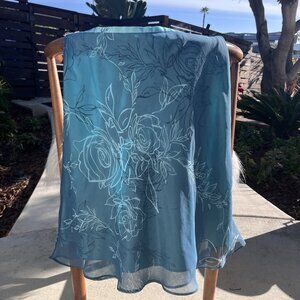 Blue Floral Midi Skirt